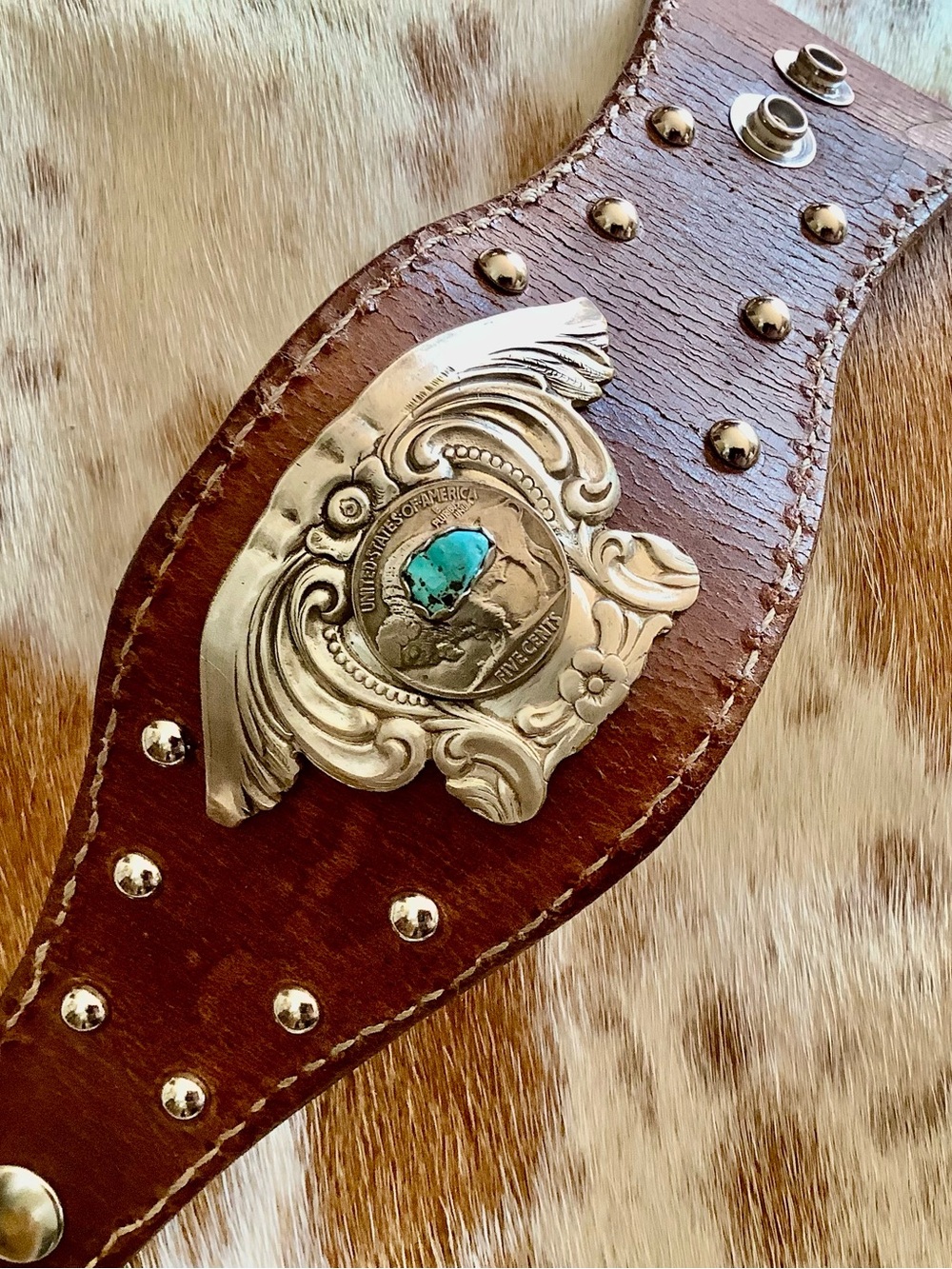 Leather cuff, adjustable 6-6 3/4” wrist